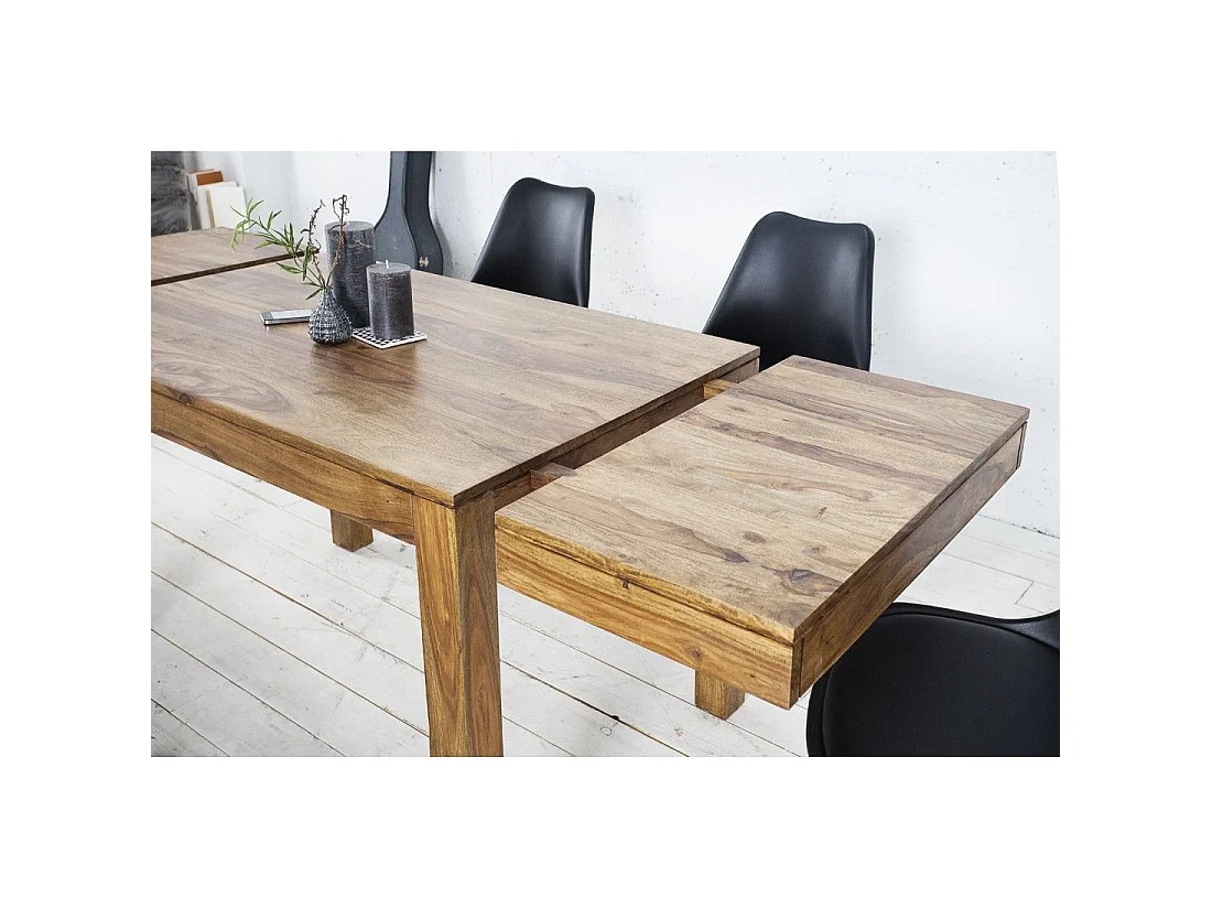 Table de salle à manger TAVINA 120–200 cm – Table extensible en bois massif de Sheesham verni