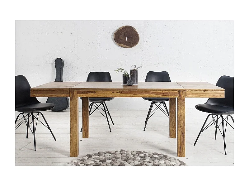 Table de salle à manger TAVINA 120–200 cm – Table extensible en bois massif de Sheesham verni