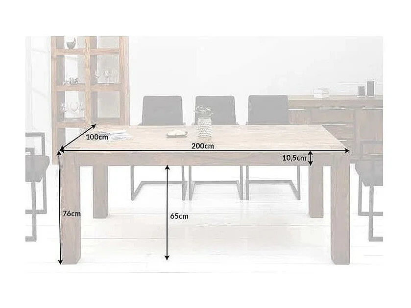 Table de salle à manger ORBO 200 cm – Table en bois massif de Sheesham verni