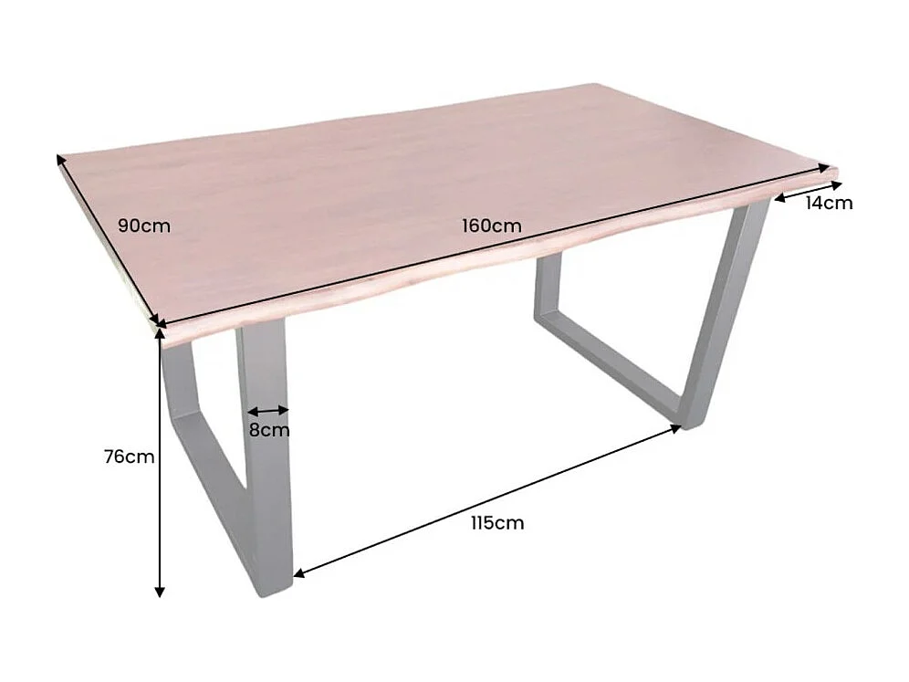 Table de salle à manger 160cm NALKO – Bois massif et métal – Style industriel