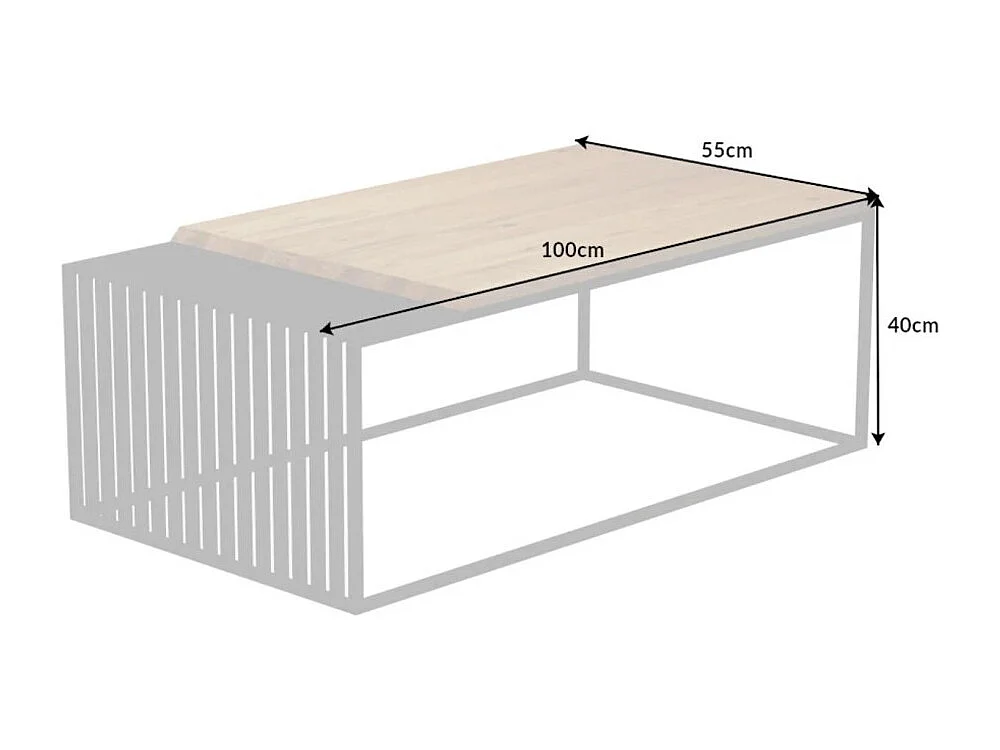 Table basse ABITTA rectangulaire 100 cm chêne et métal – Moderne avec plateau mixte bois et métal ajouré