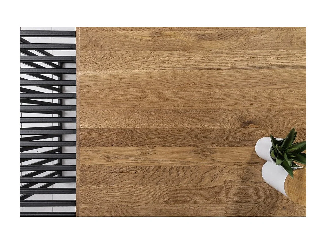 Table basse ABITTA rectangulaire 100 cm chêne et métal – Moderne avec plateau mixte bois et métal ajouré