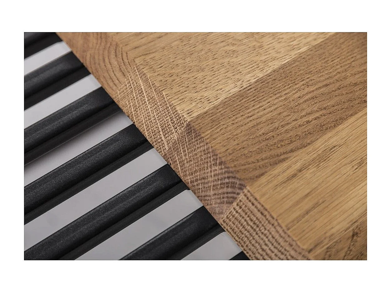 Table basse ABITTA rectangulaire 100 cm chêne et métal – Moderne avec plateau mixte bois et métal ajouré