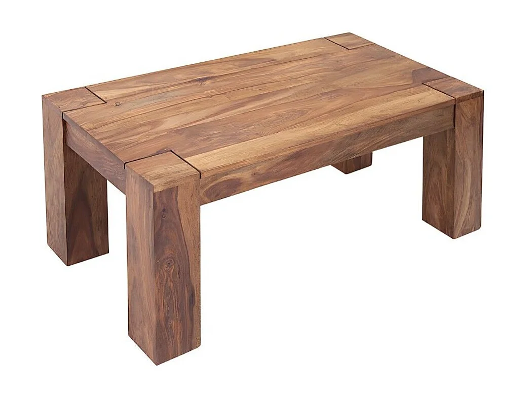 Table basse ORBO rectangulaire 100 cm – Table basse rustique en bois massif de sheesham
