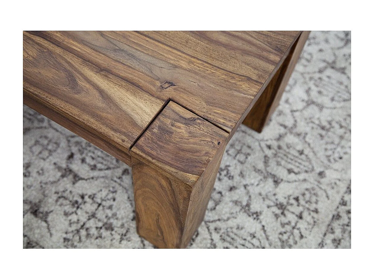 Table basse ORBO rectangulaire 100 cm – Table basse rustique en bois massif de sheesham