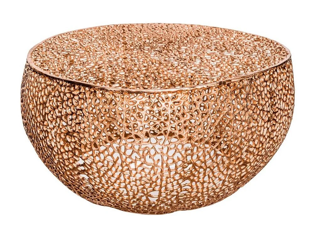 Table basse METRIX ronde bronze 80 cm – Table basse design en aluminium ajouré sans pieds