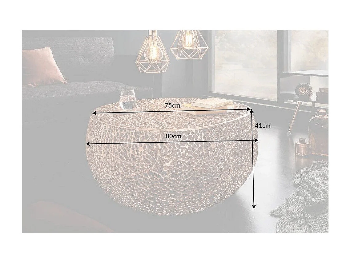 Table basse METRIX ronde bronze 80 cm – Table basse design en aluminium ajouré sans pieds
