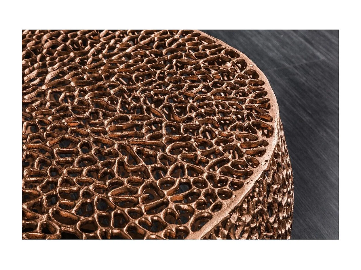 Table basse METRIX ronde bronze 80 cm – Table basse design en aluminium ajouré sans pieds