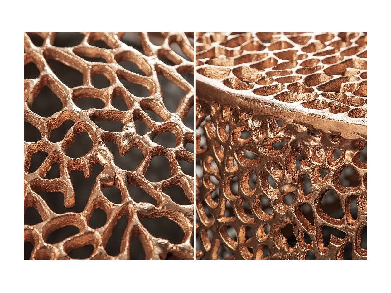 Table basse METRIX ronde bronze 80 cm – Table basse design en aluminium ajouré sans pieds