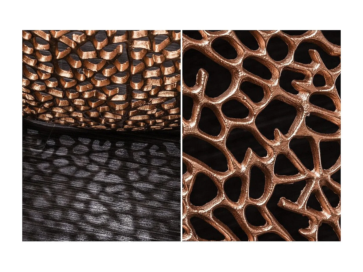 Table basse METRIX ronde bronze 80 cm – Table basse design en aluminium ajouré sans pieds