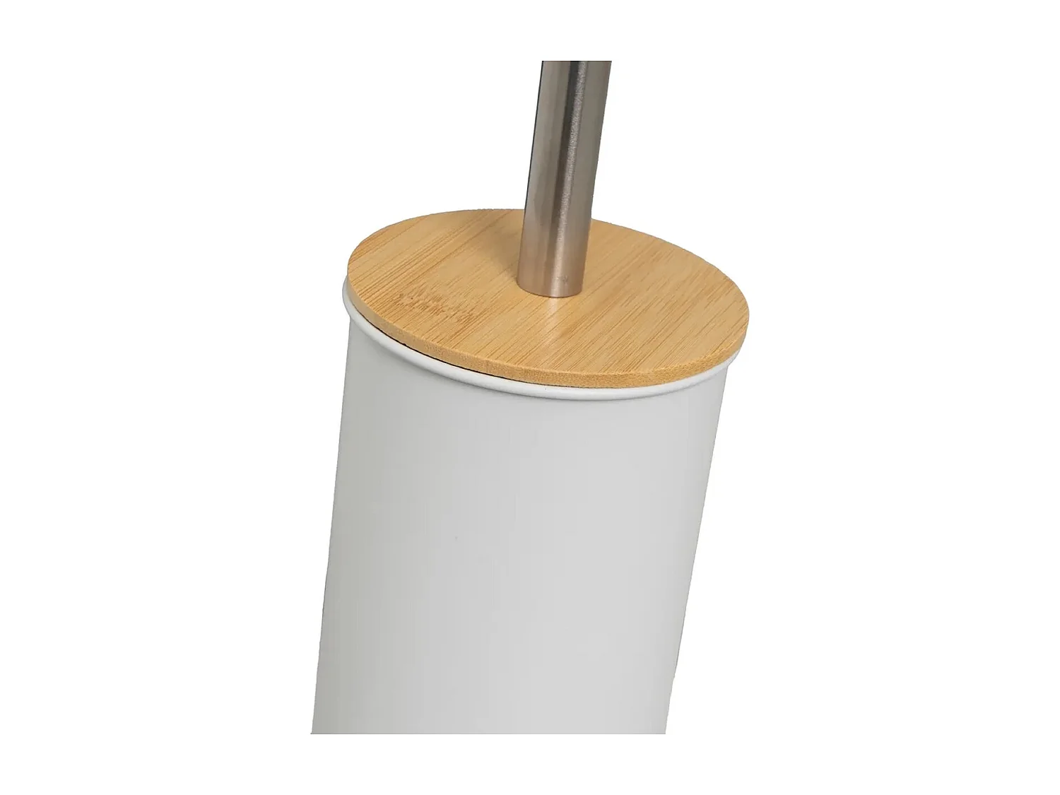 Brosse à toilettes avec poignée et support en métal blanc - Longueur 9,5 x Largeur 9,5 x Hauteur 38 cm