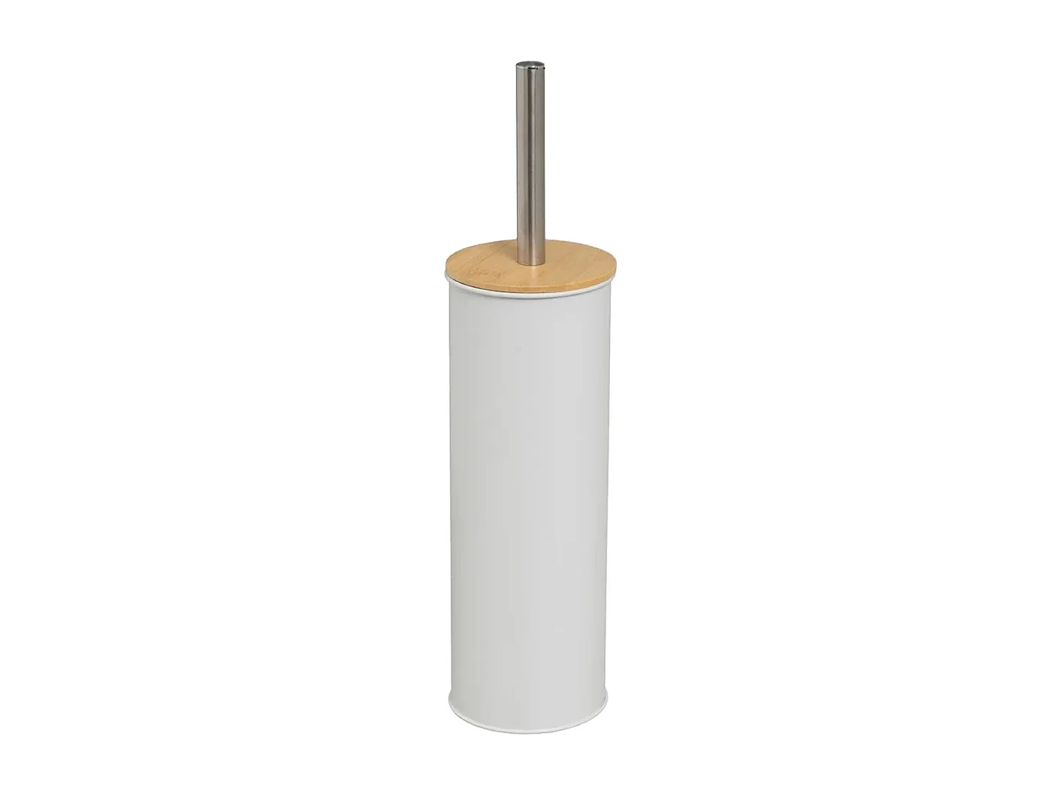Brosse à toilettes avec poignée et support en métal blanc - Longueur 9,5 x Largeur 9,5 x Hauteur 38 cm