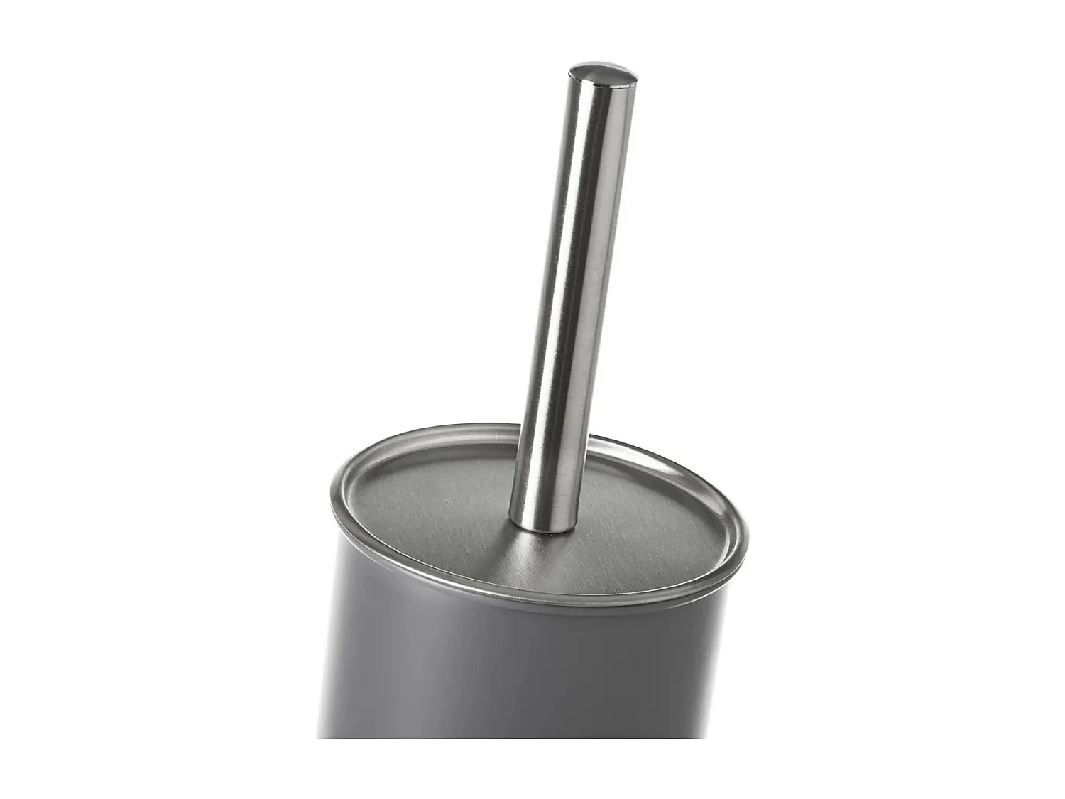 Brosse à toilettes avec poignée en acier et support en polypropylène gris - Longueur 10 x Largeur 10 x Hauteur 38 cm