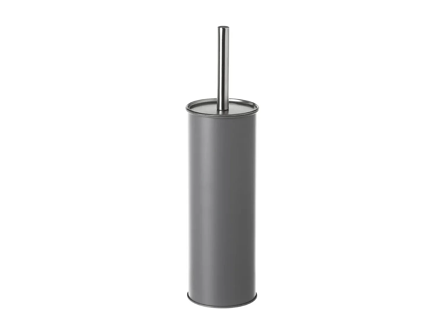 Brosse à toilettes avec poignée en acier et support en polypropylène gris - Longueur 10 x Largeur 10 x Hauteur 38 cm