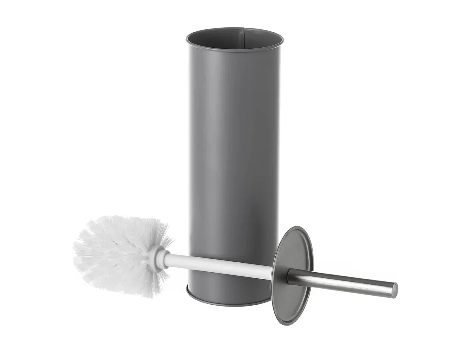 Brosse à toilettes avec poignée en acier et support en polypropylène gris - Longueur 10 x Largeur 10 x Hauteur 38 cm