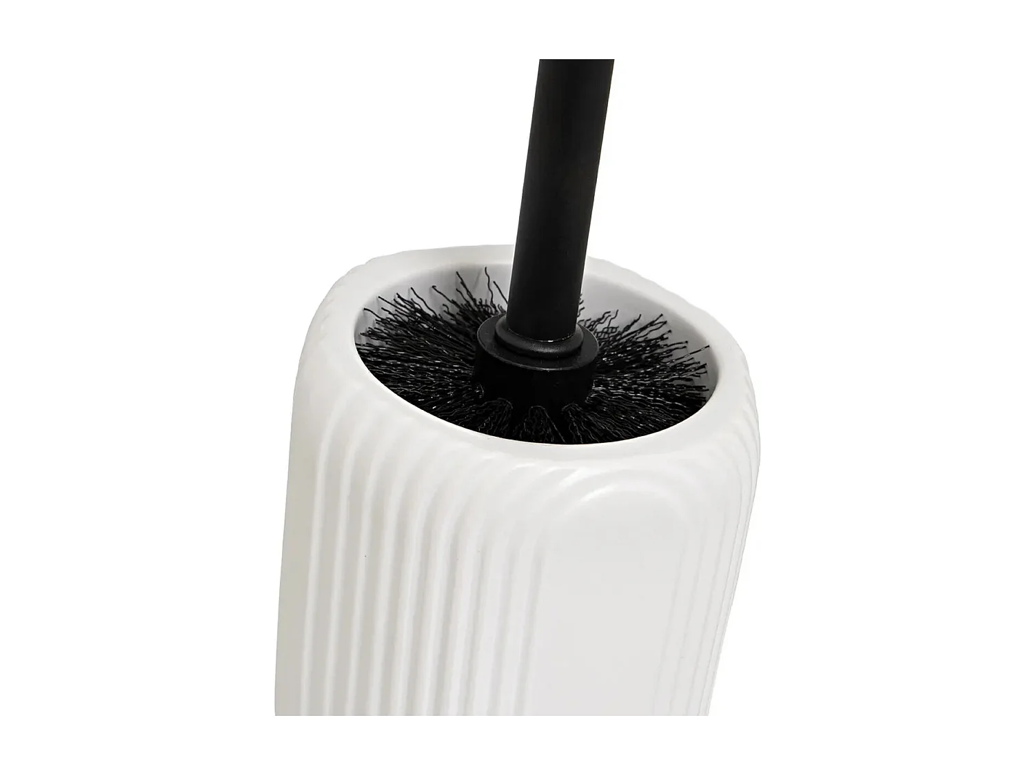 Brosse à toilettes noir avec support en céramique blanche - Longueur 11 x Largeur 11 x Hauteur 35 cm