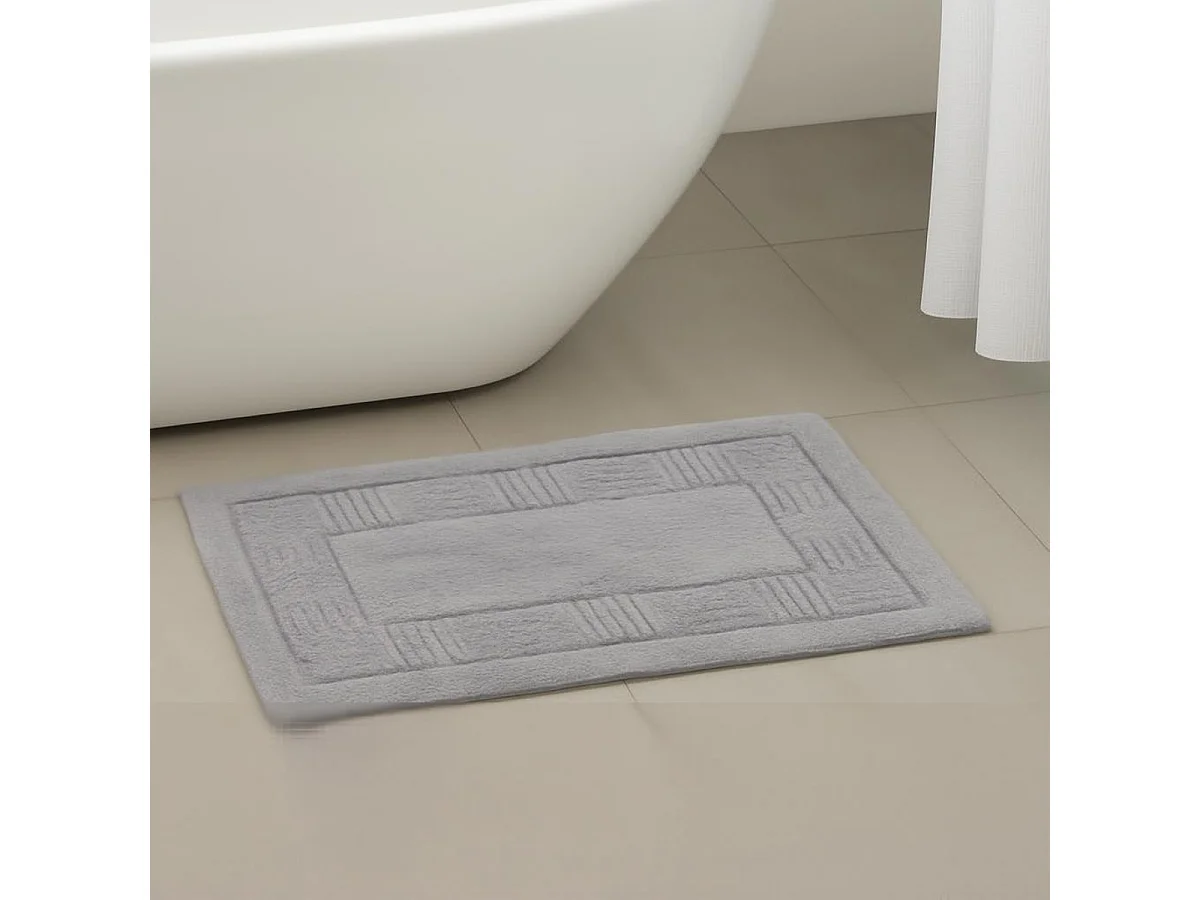 Tapis pour sol de salle de bain Douche Baignoire,en coton coloris Gris- Longueur 70 x Largeur 45 cm