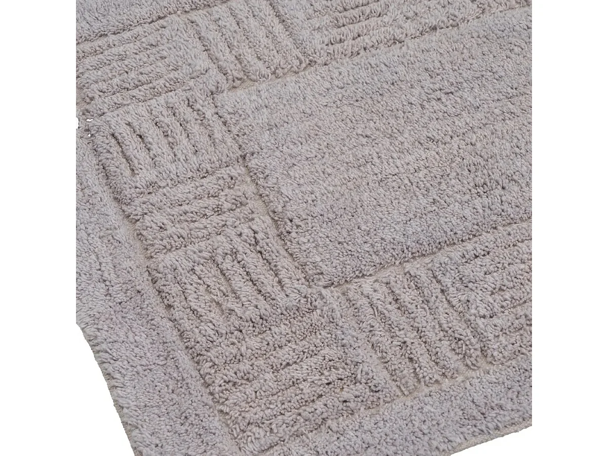 Tapis pour sol de salle de bain Douche Baignoire,en coton coloris Gris- Longueur 70 x Largeur 45 cm