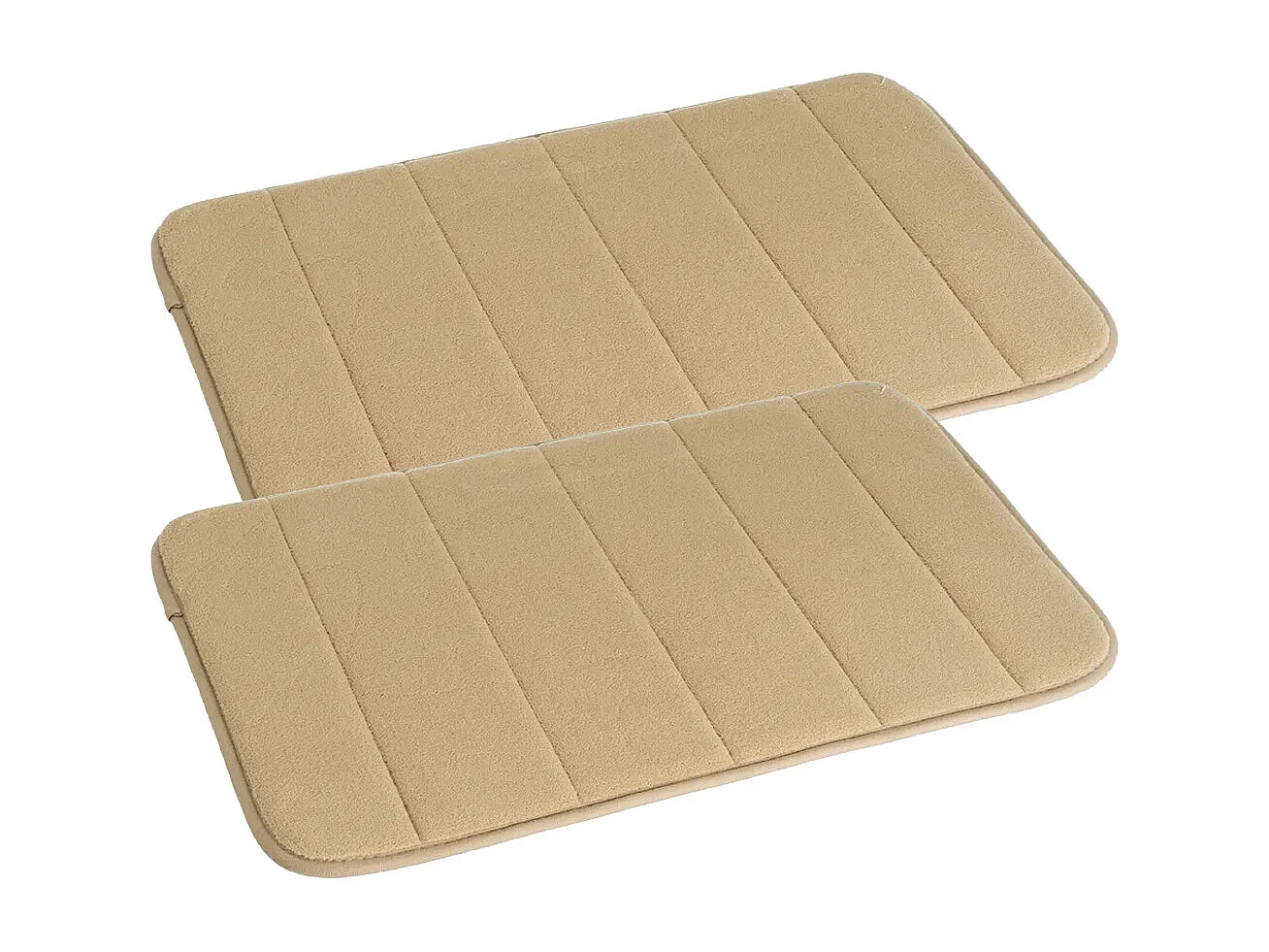 Lot de 2 Tapis de bain antidérapant pour douche toilette et beignoire en microfibre coloris Beige - Longueur 60 x Largeur 40 cm