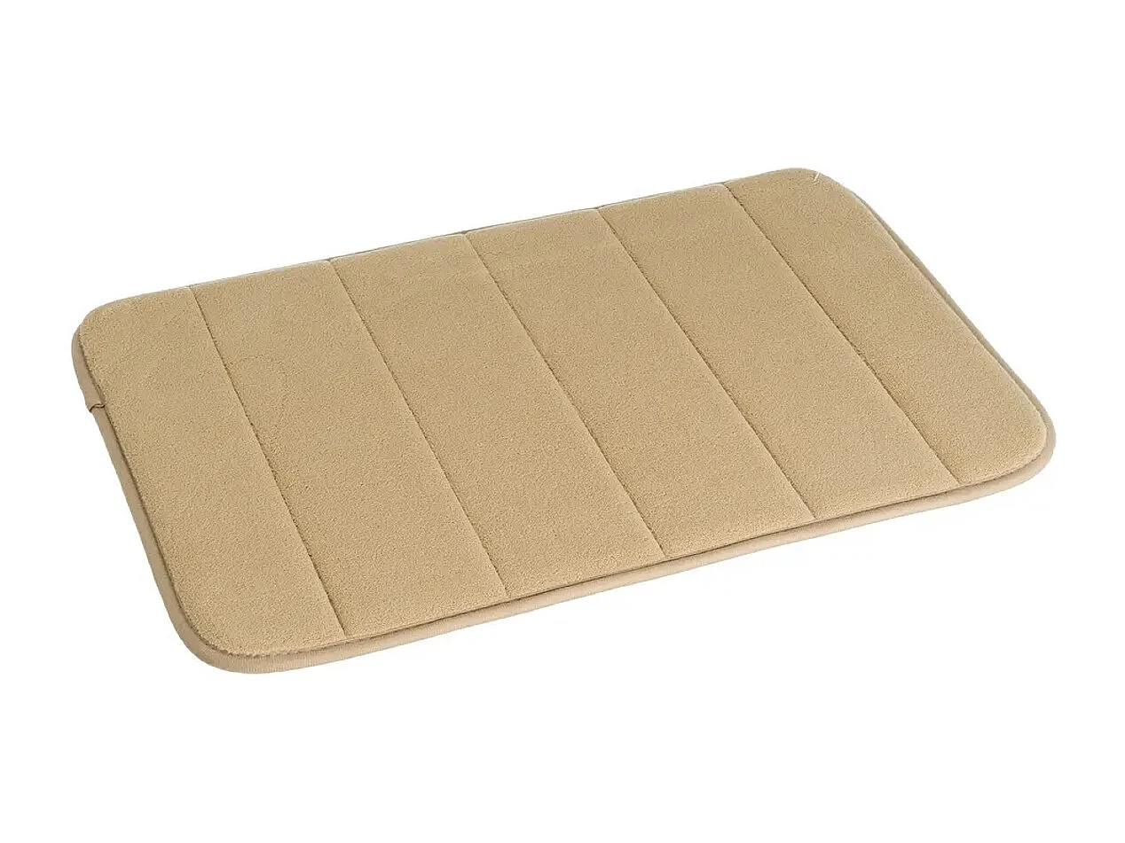 Lot de 2 Tapis de bain antidérapant pour douche toilette et beignoire en microfibre coloris Beige - Longueur 60 x Largeur 40 cm