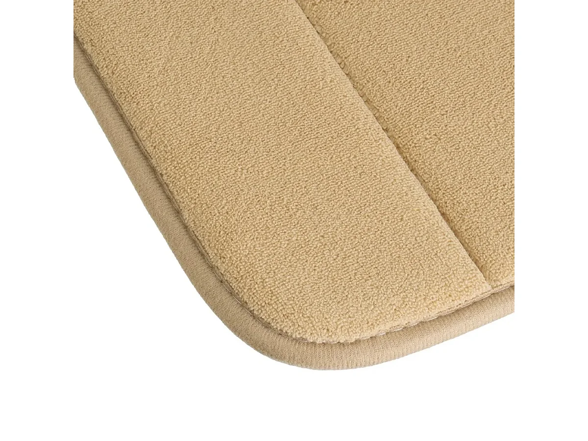 Lot de 2 Tapis de bain antidérapant pour douche toilette et beignoire en microfibre coloris Beige - Longueur 60 x Largeur 40 cm