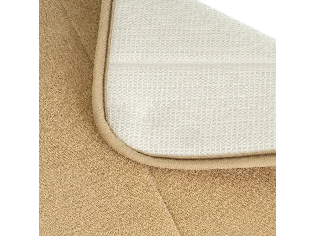 Lot de 2 Tapis de bain antidérapant pour douche toilette et beignoire en microfibre coloris Beige - Longueur 60 x Largeur 40 cm