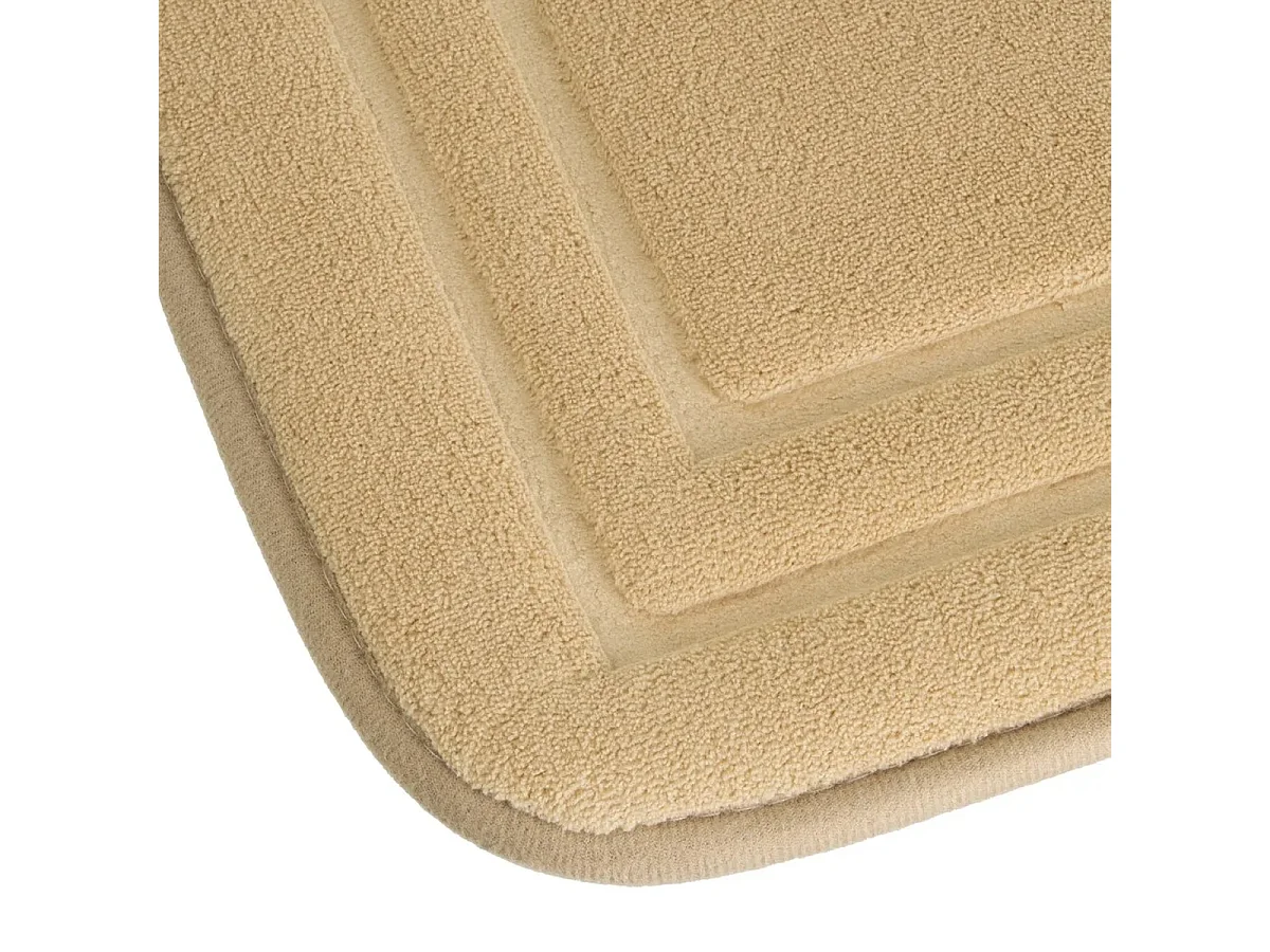 Lot de 2 Tapis antidérapant pour douche toilette et beignoire en microfibre coloris Beige - Longueur 60 x Largeur 40 cm