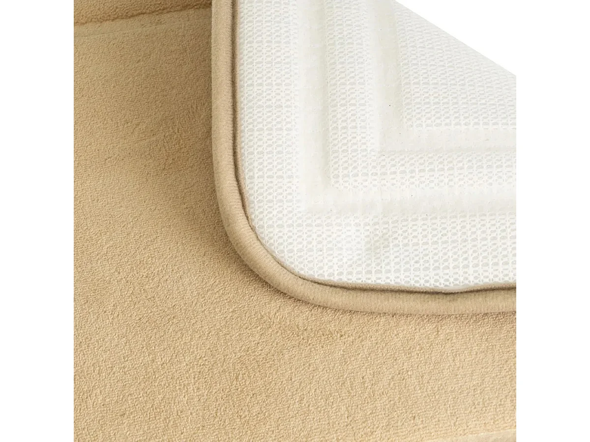 Lot de 2 Tapis antidérapant pour douche toilette et beignoire en microfibre coloris Beige - Longueur 60 x Largeur 40 cm