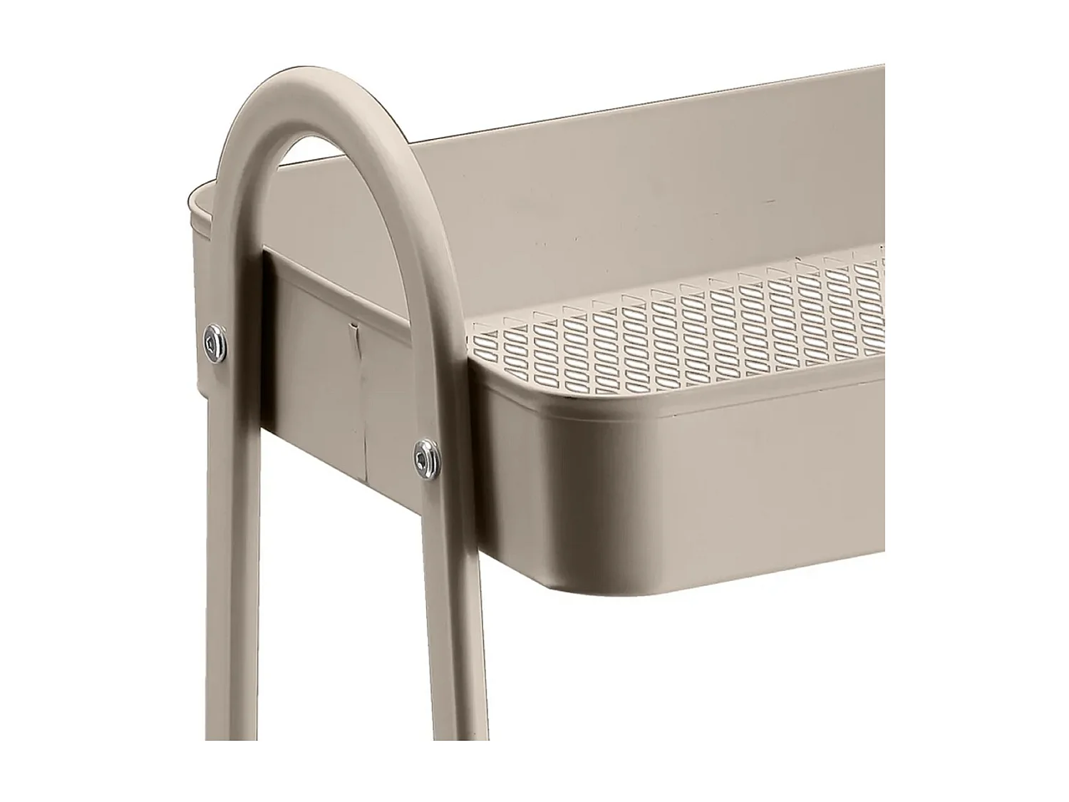 Chariot de rangement, chariot à roulettes de 3 niveaux à usages multiples en métal beige-Longueur 44 X Largeur 31 X Hauteur 79 CM