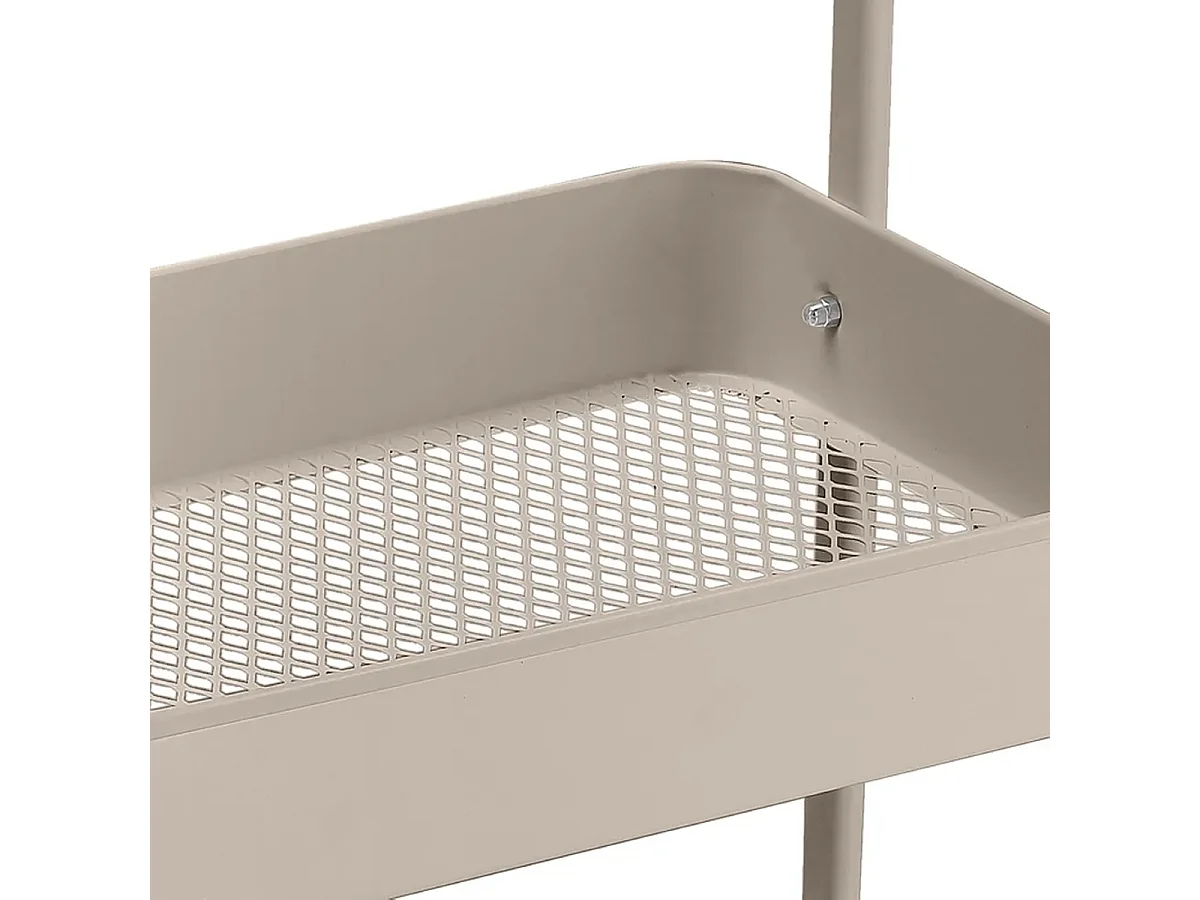 Chariot de rangement, chariot à roulettes de 3 niveaux à usages multiples en métal beige-Longueur 44 X Largeur 31 X Hauteur 79 CM