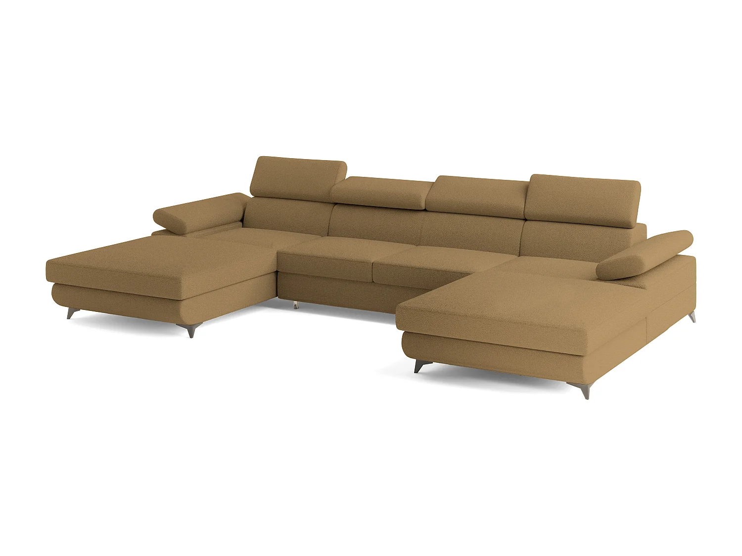 Canapé d'angle DETTI Orange en bouclé avec fonction de couchage