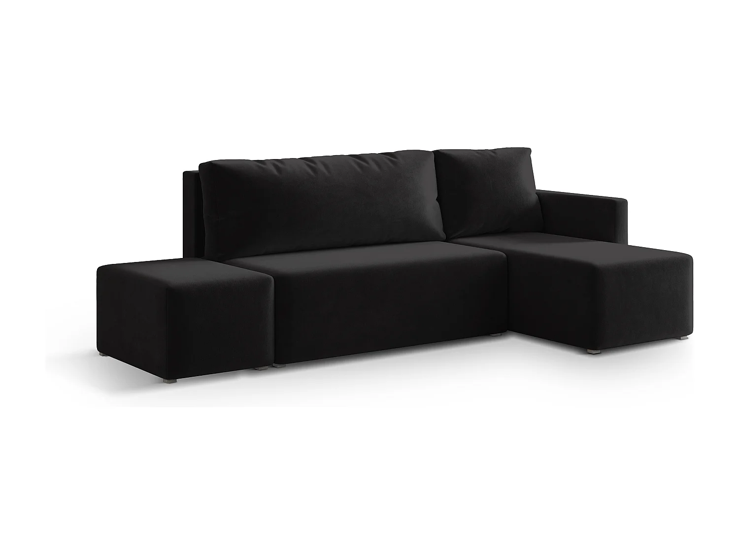 Hoekbank VELOTTI van fluweel met slaapfunctie Schwarz