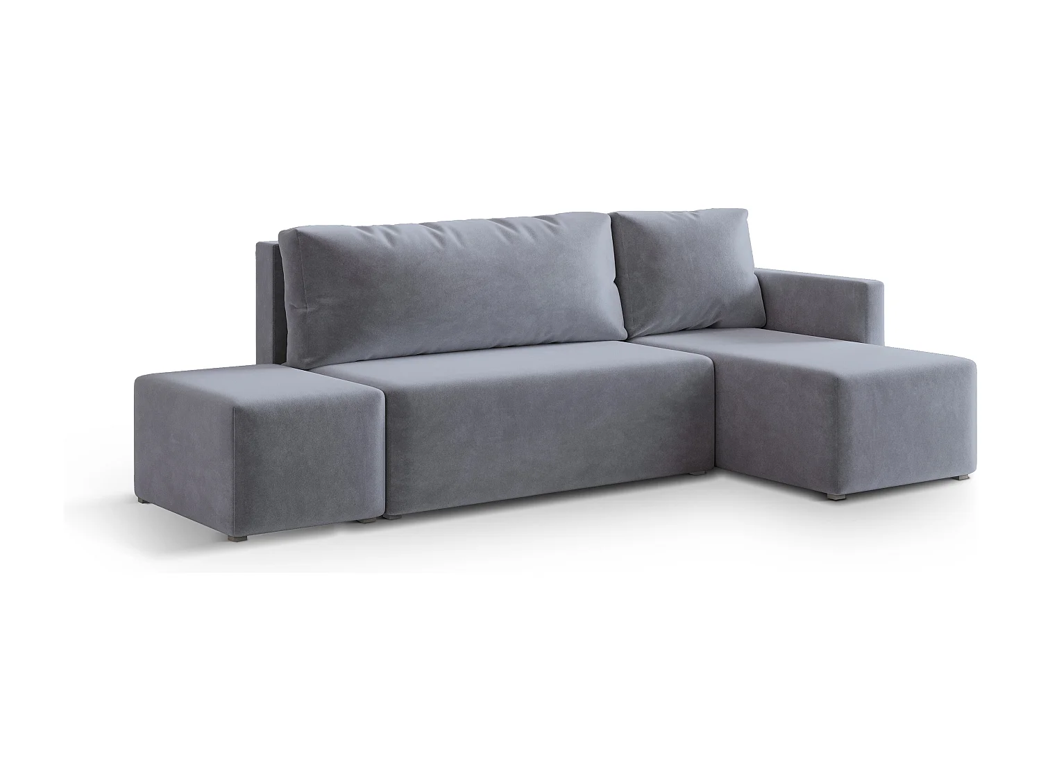 Hoekbank VELOTTI van fluweel met slaapfunctie Grau
