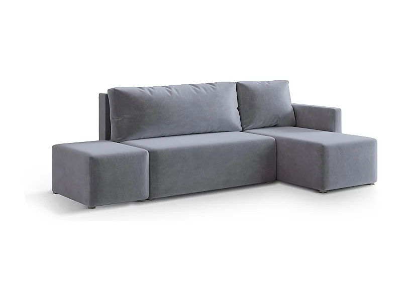 Hoekbank VELOTTI van fluweel met slaapfunctie Grau