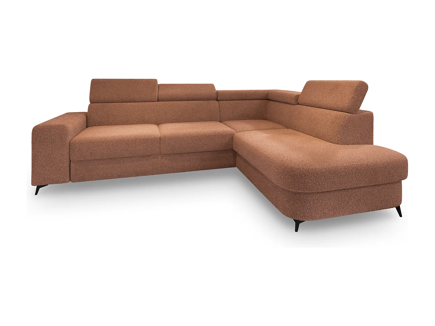 Hoekbank ALVORO van fluweel met slaapfunctie Orange