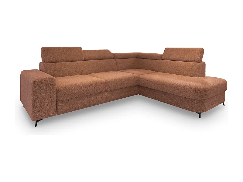 Hoekbank ALVORO van fluweel met slaapfunctie Orange