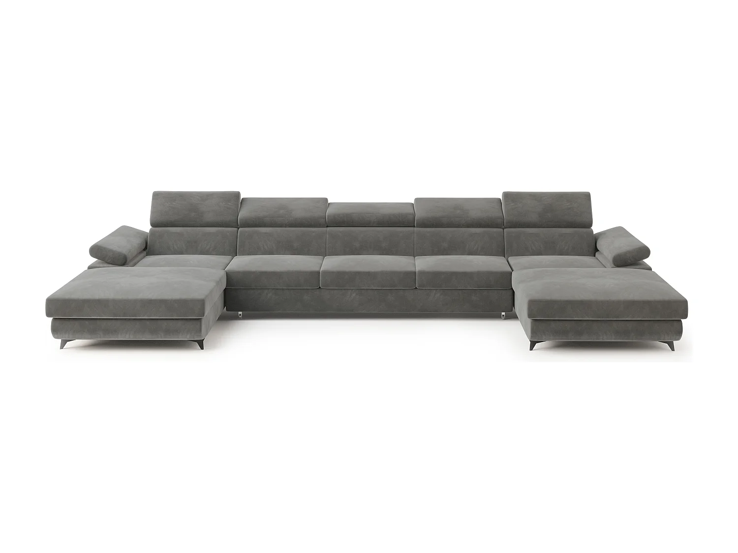 Hoekbank VIVENTE van fluweel met slaapfunctie Grau