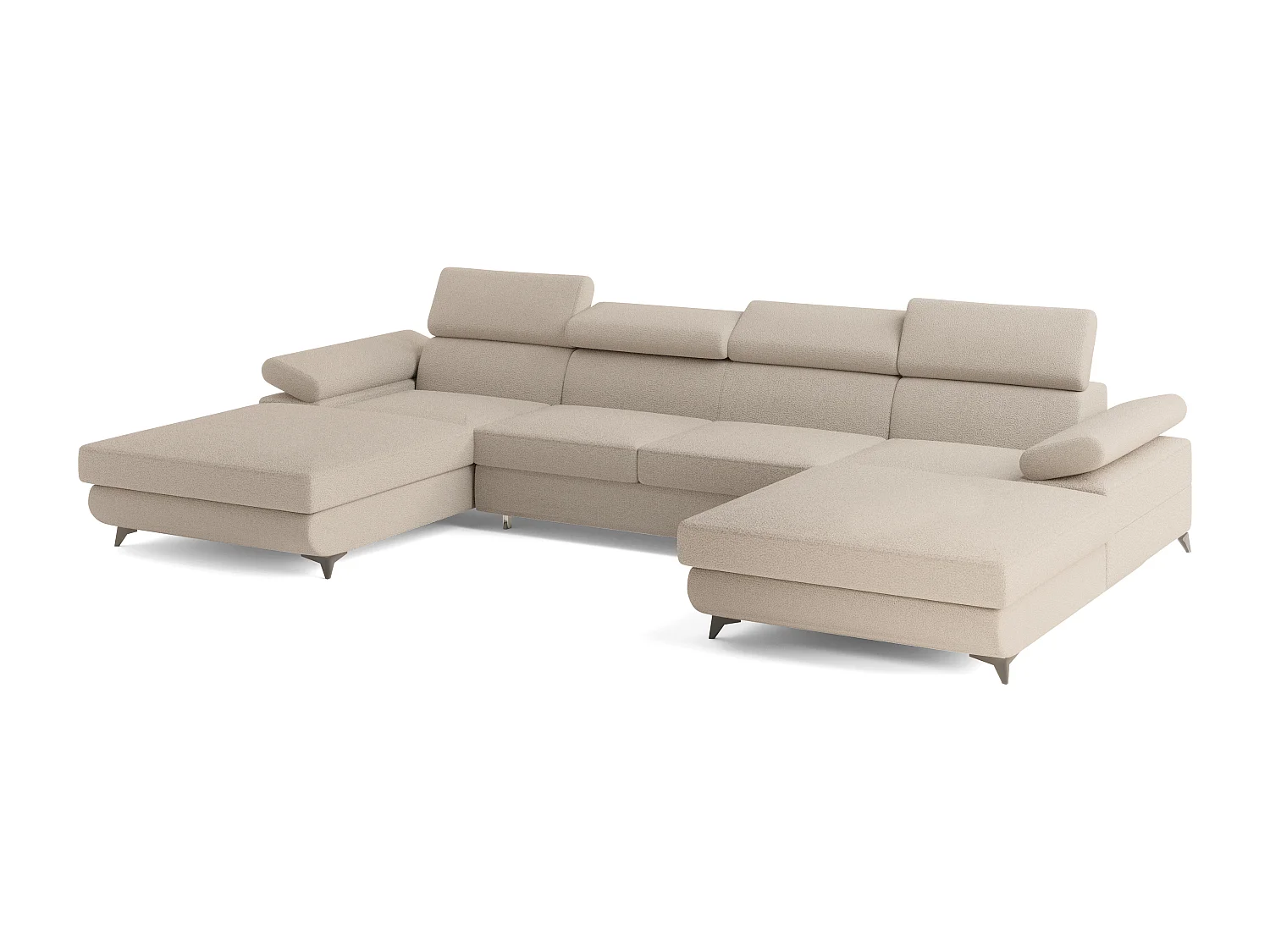 Hoekbank DETTI van fluweel met slaapfunctie Beige