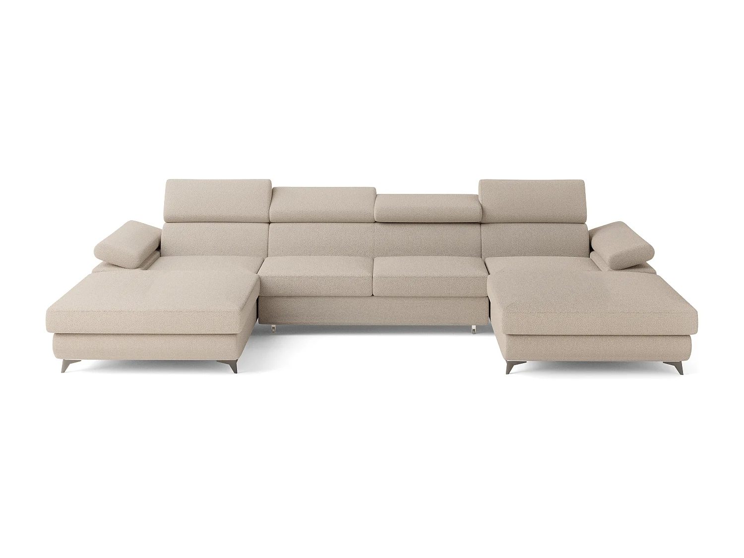 Canapé d'angle DETTI Beige en bouclé avec fonction de couchage