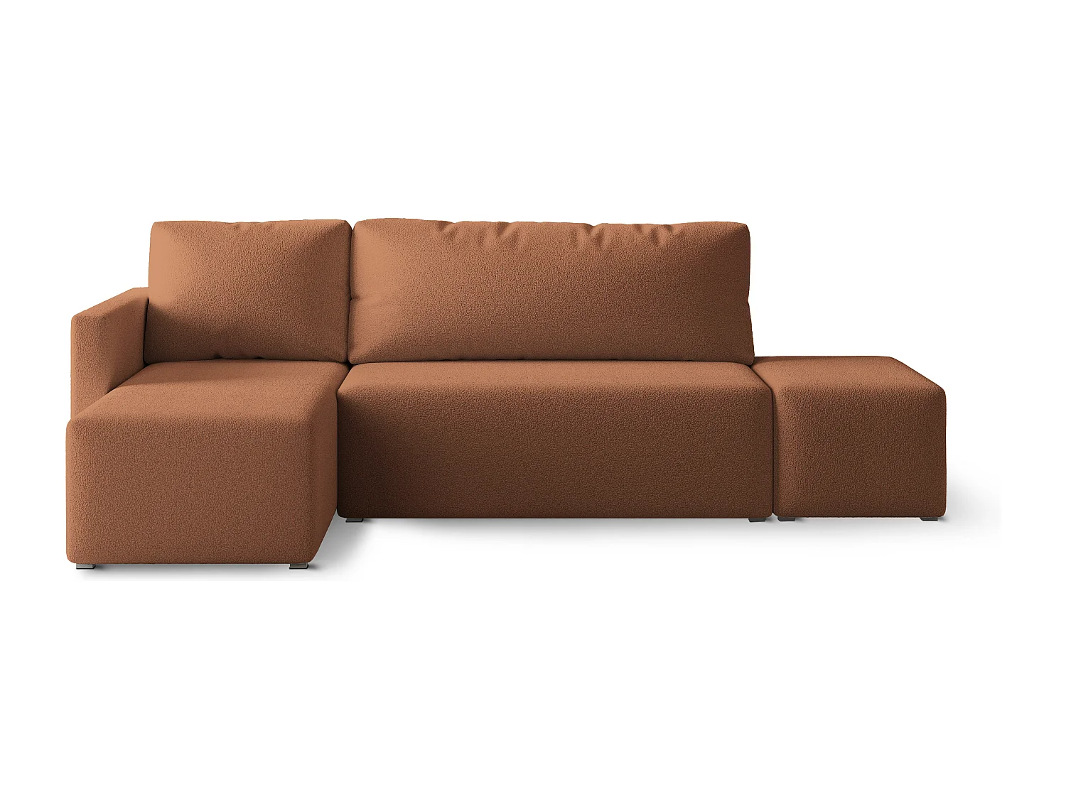 Hoekbank VELOTTI van fluweel met slaapfunctie Orange