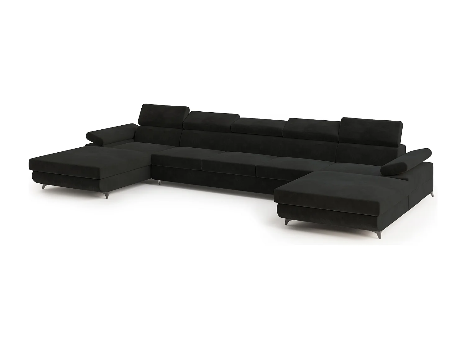 Hoekbank VIVENTE van fluweel met slaapfunctie Schwarz