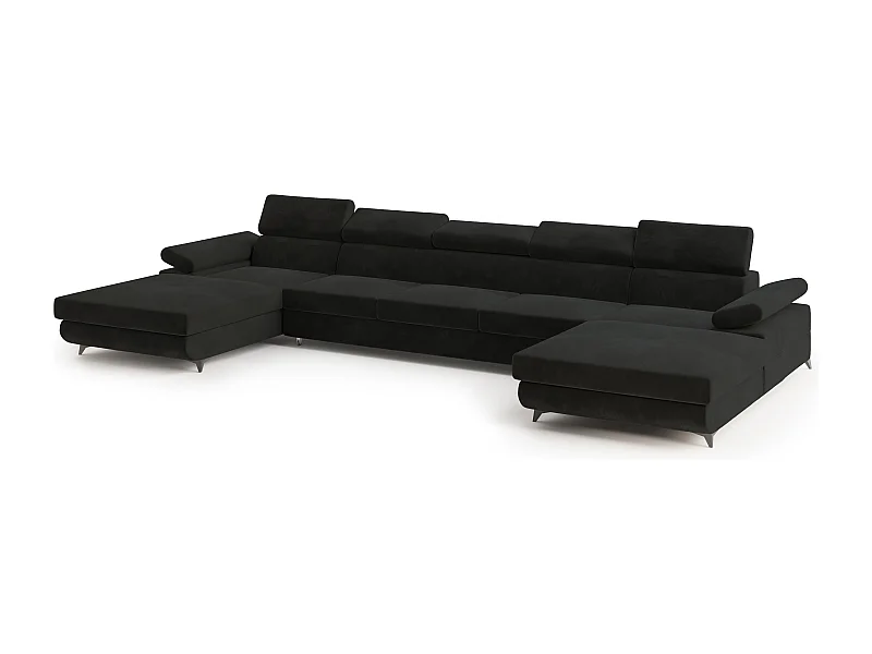Hoekbank VIVENTE van fluweel met slaapfunctie Schwarz