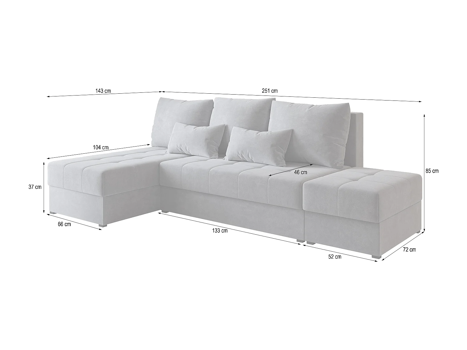 Hoekbank NORVI van fluweel met slaapfunctie Beige