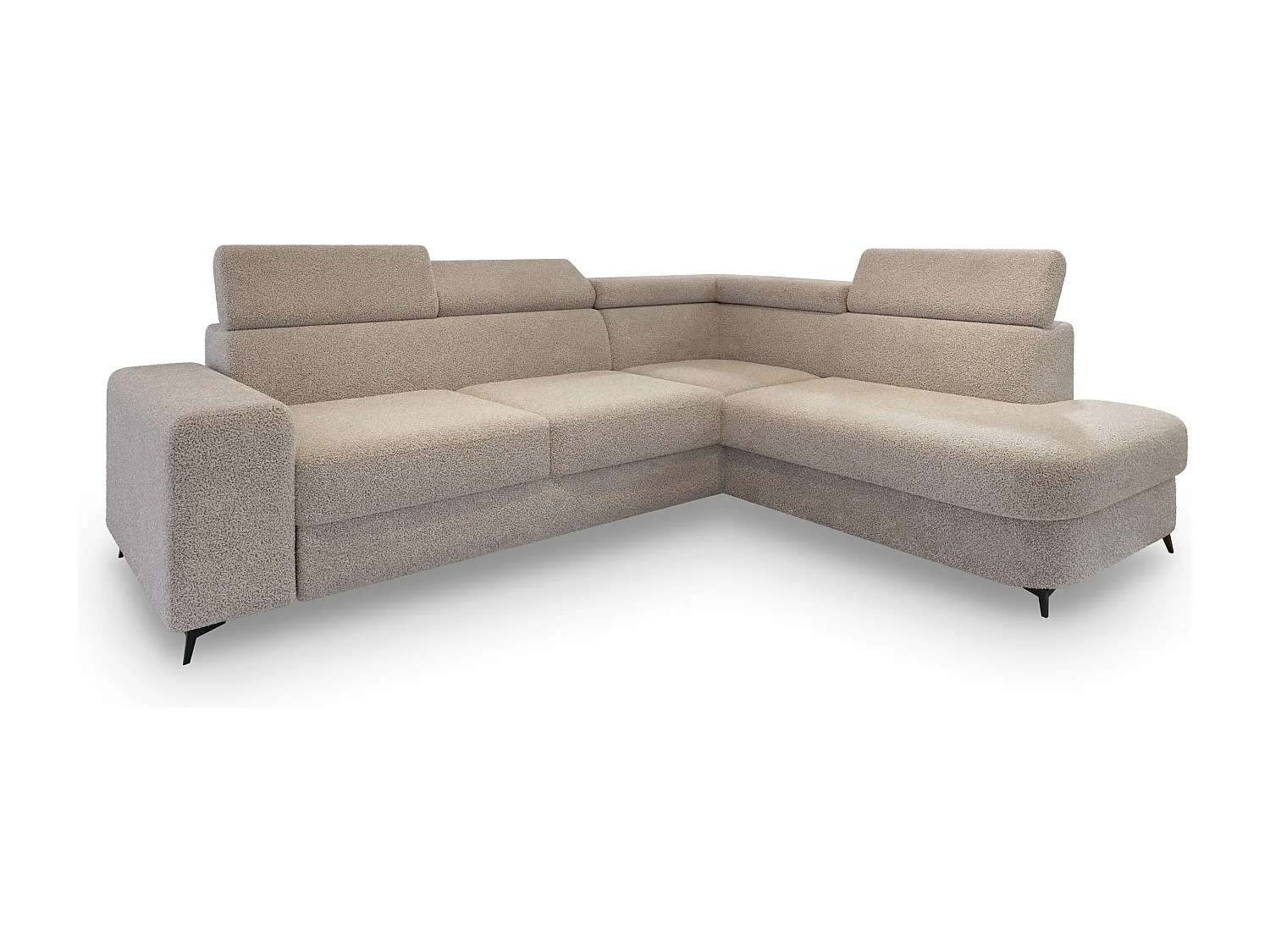 Hoekbank ALVORO van fluweel met slaapfunctie Beige