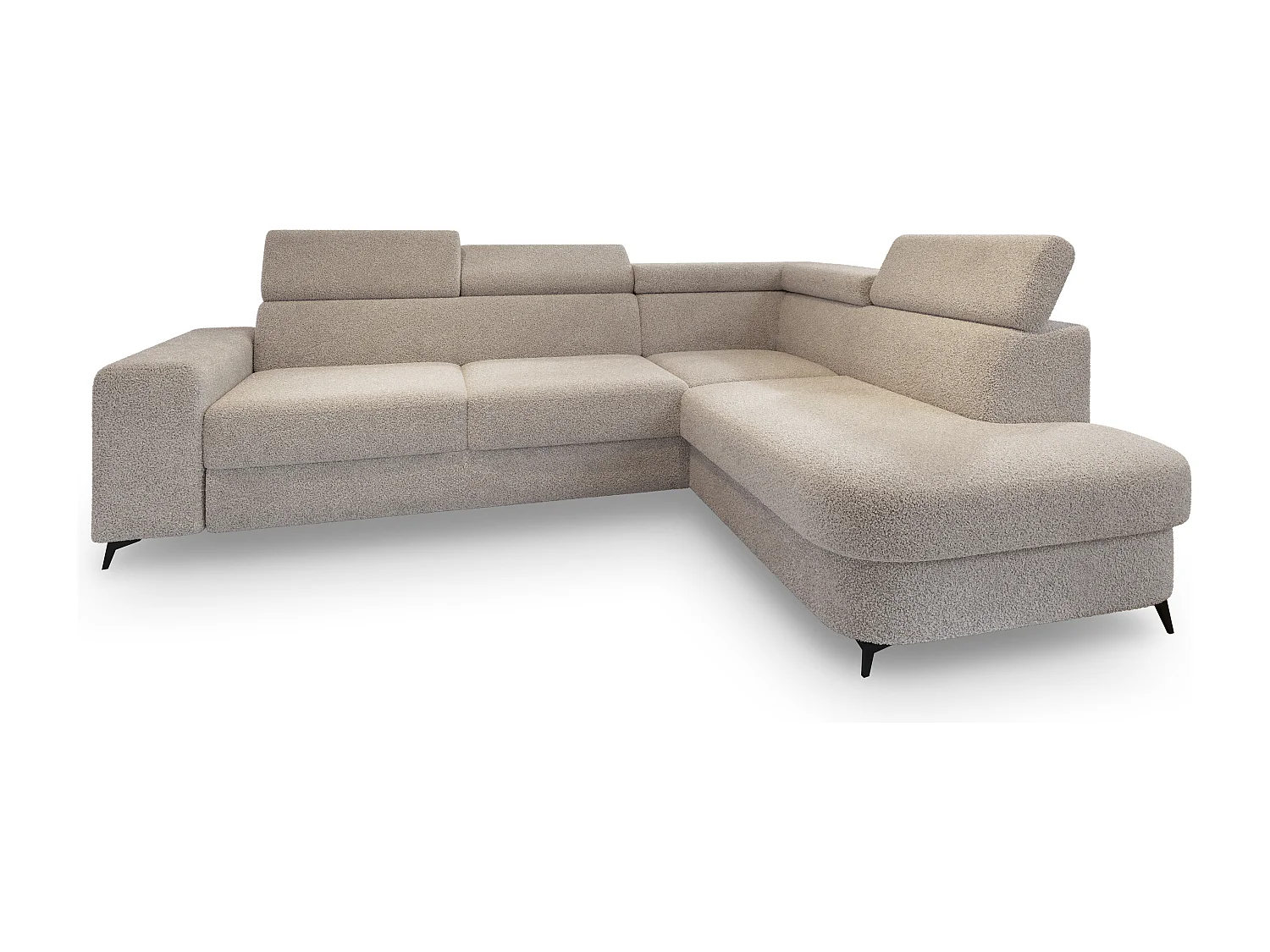 Hoekbank ALVORO van fluweel met slaapfunctie Beige