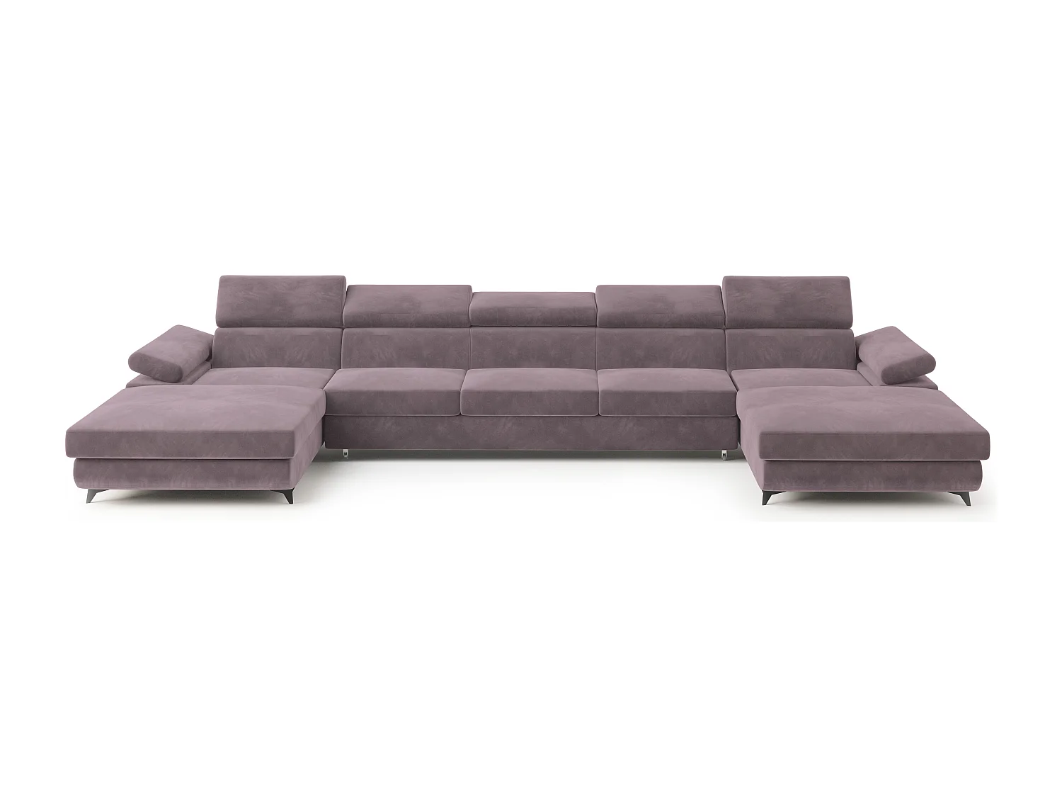 Hoekbank VIVENTE van fluweel met slaapfunctie Lila