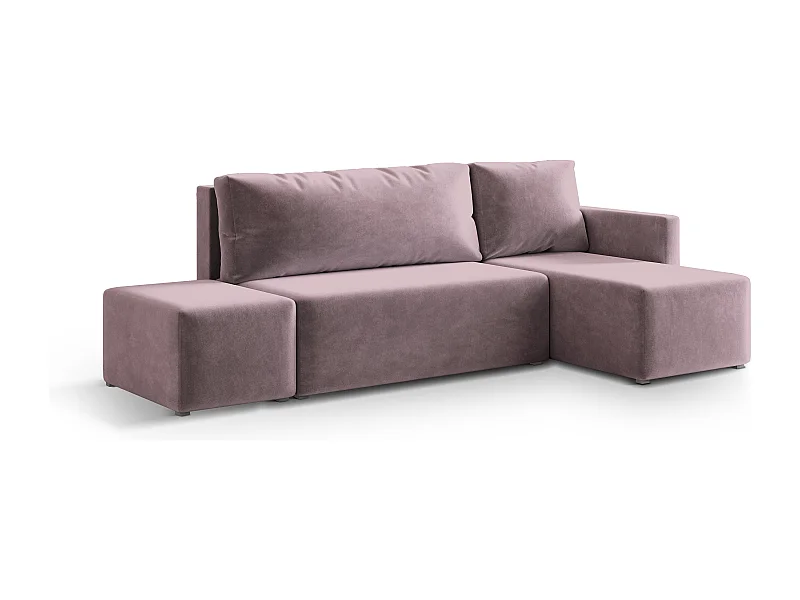Hoekbank VELOTTI van fluweel met slaapfunctie Rosa