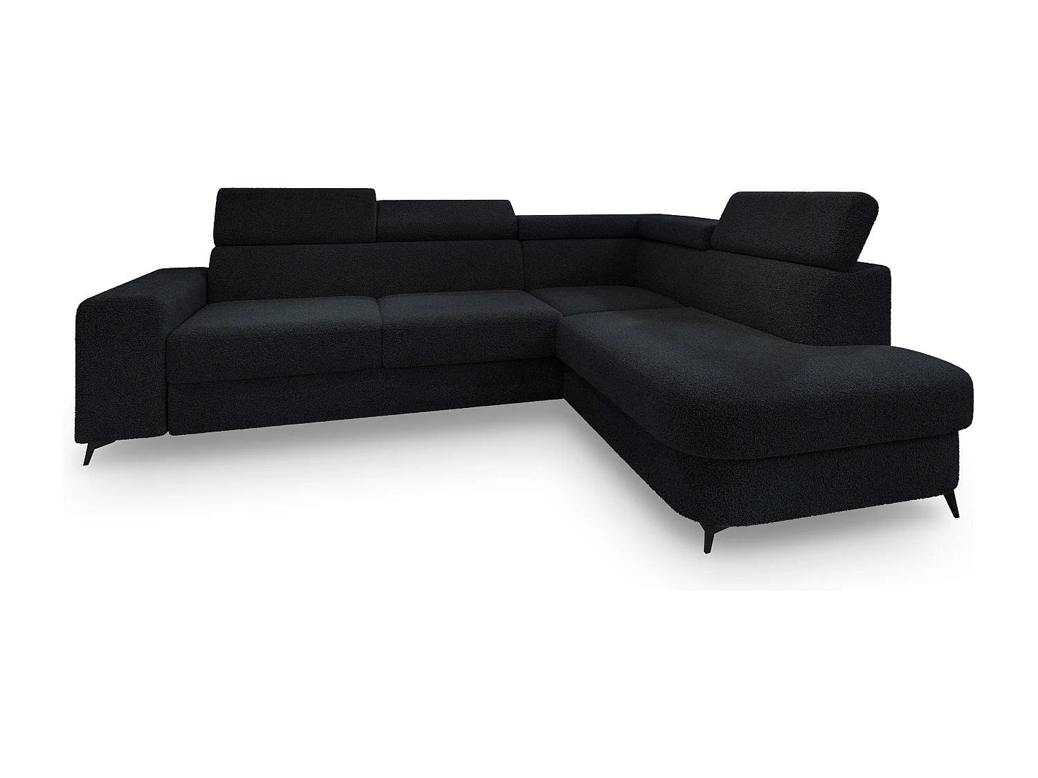 Hoekbank ALVORO van fluweel met slaapfunctie Schwarz
