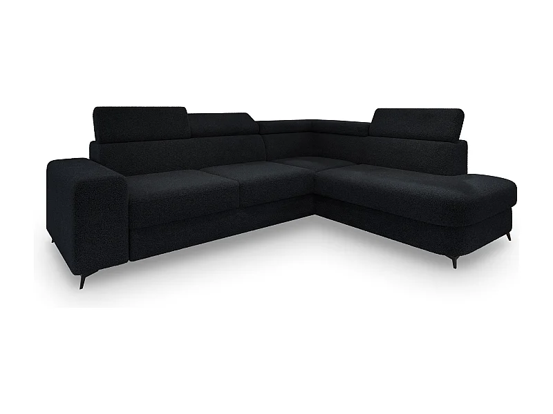 Hoekbank ALVORO van fluweel met slaapfunctie Schwarz