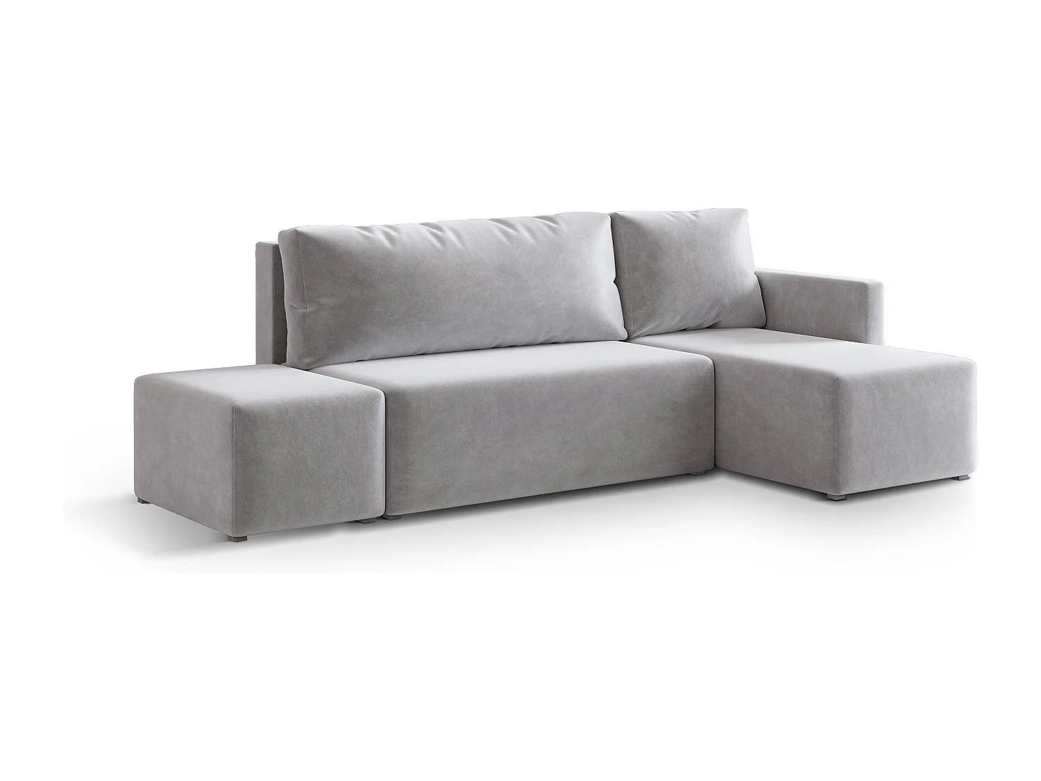Hoekbank VELOTTI van fluweel met slaapfunctie Hellgrau